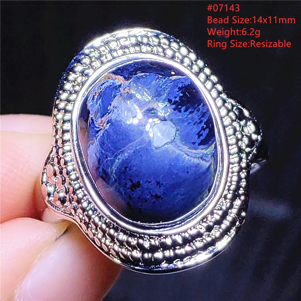 Natural Blue Pietersite Oval Adjustable Ring Women Jewelry Chatoyant Beads Namibia Jewelry Yellow Petersite Stone AAAAA