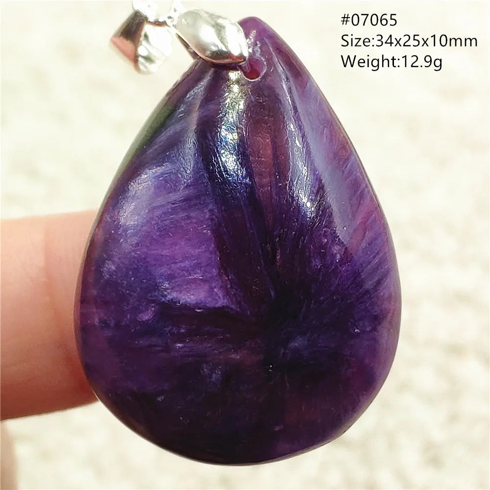 Natural Purple Charoite Water Drop Gemstone Pendant Women Men Charoite Bead Best Necklace Jewelry 925 Sterling Silver AAAAAA