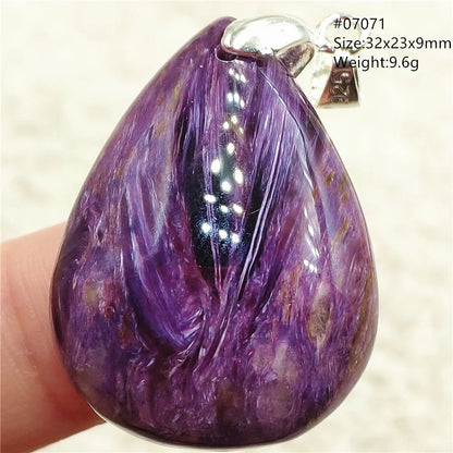 Natural Purple Charoite Water Drop Gemstone Pendant Women Men Charoite Bead Best Necklace Jewelry 925 Sterling Silver AAAAAA