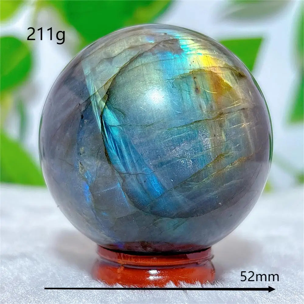 Labradorite Sphere Ball Crystal Natural Stone Quartz Home Decoration Minerals Reiki Craft Gemstone Energy Healing Love +Stand