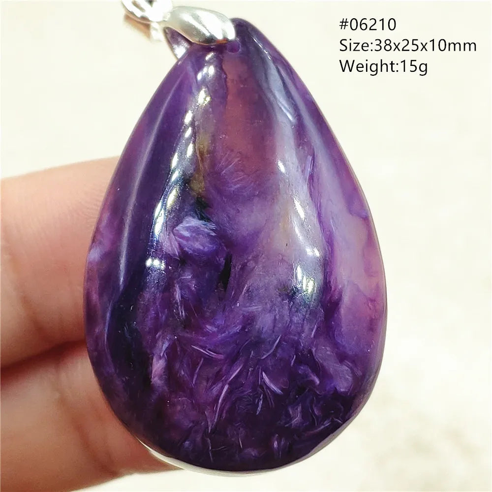 Natural Purple Charoite Water Drop Gemstone Pendant Women Men Charoite Bead Best Necklace Jewelry 925 Sterling Silver AAAAAA