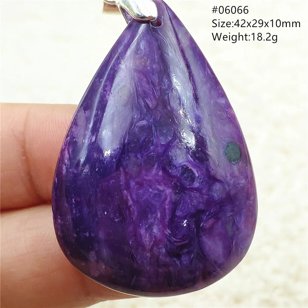 Natural Purple Charoite Water Drop Gemstone Pendant Women Men Charoite Bead Best Necklace Jewelry 925 Sterling Silver AAAAAA