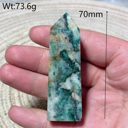 Natural Crystal Dioptase Tower Pyrite Healing Wholesale Gemstone Energy Polished Obelisk Precious Gift