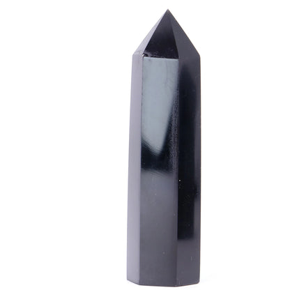 Natural obsidian crystal column pure and only black crystal desktop/fish tank decoration best gift for friends on Halloween