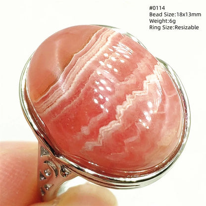 Natural Rose Rhodochrosite Ring Adjustable Ring Jewelry Woman Men Love Red Rhodochrosite Bead Healing Stone AAAAAA