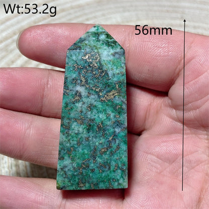 Natural Crystal Dioptase Tower Pyrite Healing Wholesale Gemstone Energy Polished Obelisk Precious Gift