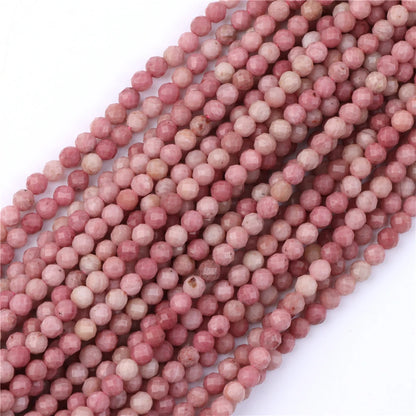 2 3 4mm Natural Rhodochrosite Stone Beads Round Small Faceted beads Using For Jewelry Making DIY Bracelet Necklace Accessory