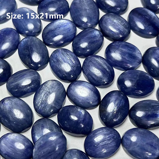 Cabochão oval de cianita natural Fengbaowu - Pedra de cura de cristal para fabricação de joias | Brincos, anéis e pingentes DIY