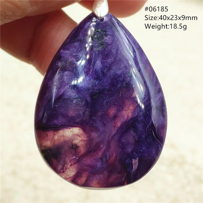 Natural Purple Charoite Water Drop Gemstone Pendant Women Men Charoite Bead Best Necklace Jewelry 925 Sterling Silver AAAAAA