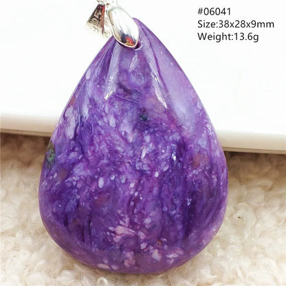 Natural Purple Charoite Water Drop Gemstone Pendant Women Men Charoite Bead Best Necklace Jewelry 925 Sterling Silver AAAAAA