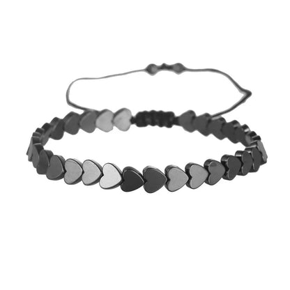 Pulsera de cuentas de piedra de hematita negra con 7 estilos de abalorios, joyería para hombres, pulsera tejida magnética para el cuidado de la salud para mujeres, regalo