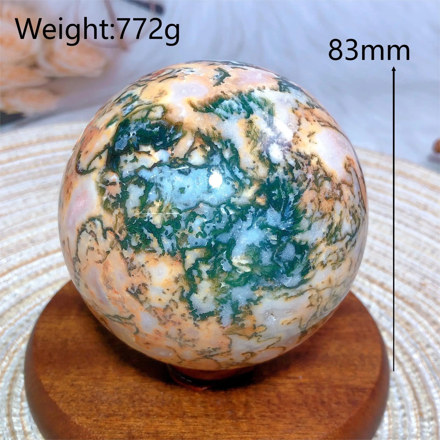 Natural Crystals Carnelian Moss Agate Sphere Druzy Geode Home Decorations Polished Room Decor Energy Gift Mineral Ore