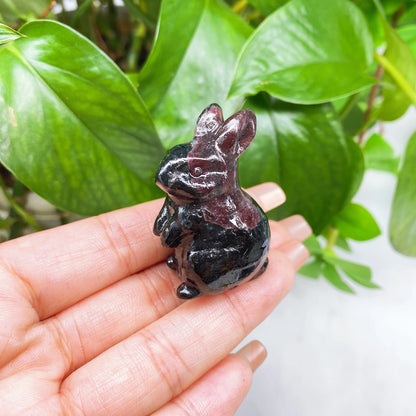 Amethyst, Quartz & Agate Rabbit Carving – Healing Gem Décor