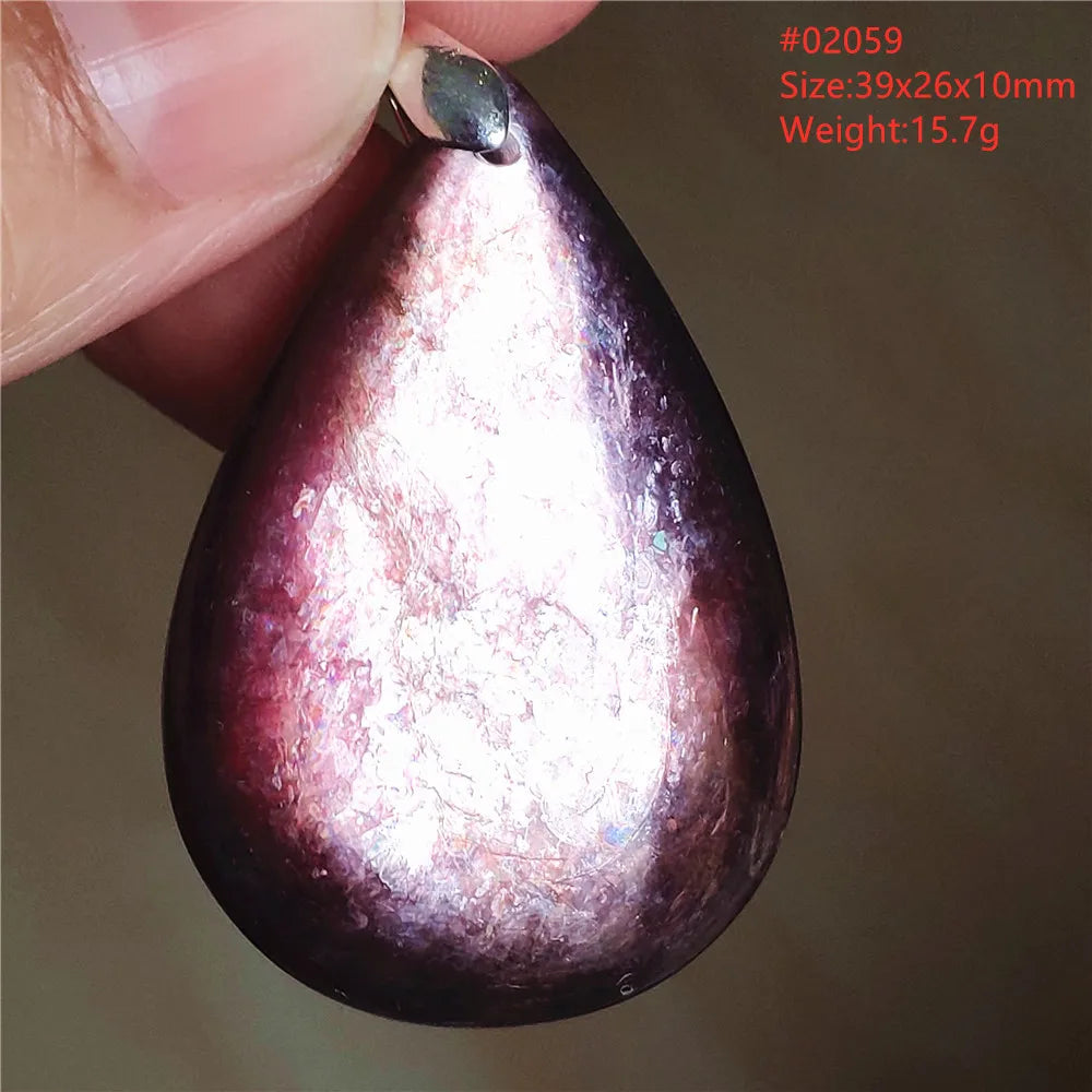 Natural Purple Lepidolite Quartz Tourmaline Mica Pendant Flash Woman Men Heart Love Fashion Jewelry AAAAAA