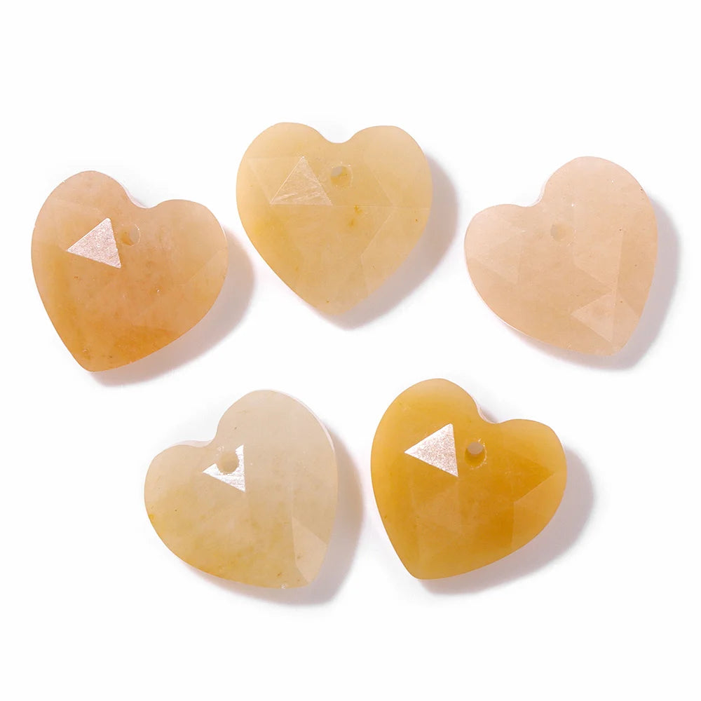 12-13mm Natural Faceted Heart Shape Stone Pendants Bead Agates Amethysts Opal Pendant for Making Necklace Bracelet Earrings 2Pcs