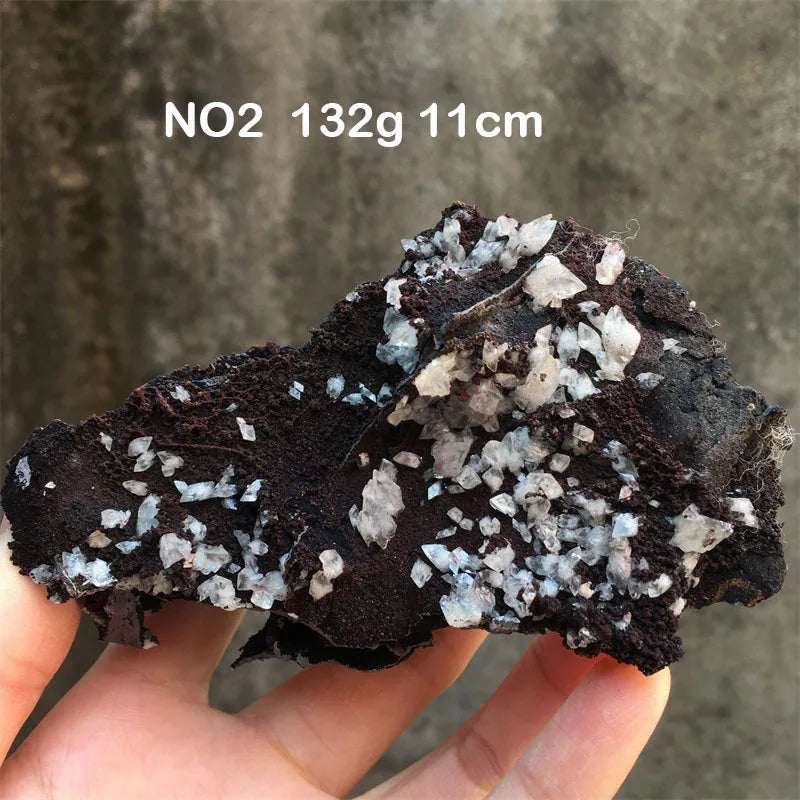 Unique Natural Crystal Quartz Specimen Raw Stone Hematite With Calcite Symbiont Cluster Home Room Decor Healing Crystals