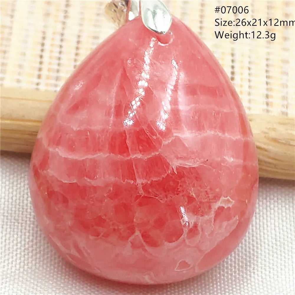 Natural Rose Rhodochrosite Pendant Heart Red Rhodochrosite Love Bead Pendant Necklace Women Rare Rose Necklace AAAAA