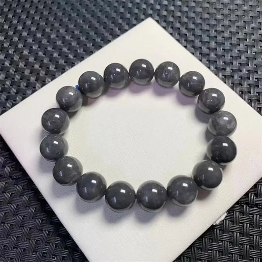 11.5MM Natural Grey Blue Rabbit Hair Bracelet Crystal Women Fashion Jewelry Single Circle Elastic Rope Charoite Gift 1PCS