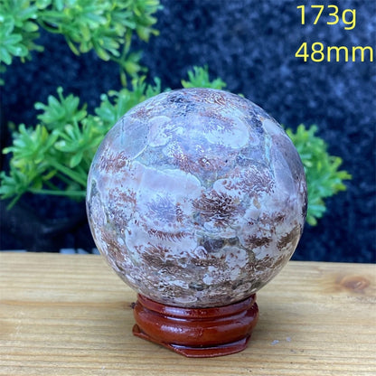 1pcNatural Green Cherry Blossom Stone Agate Gem Energy Sphere Healing Reiki Crystal Ball Garden Aquarium Home Decor Holiday Gift