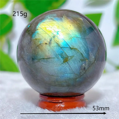 Labradorite Sphere Ball Crystal Natural Stone Quartz Home Decoration Minerals Reiki Craft Gemstone Energy Healing Love +Stand