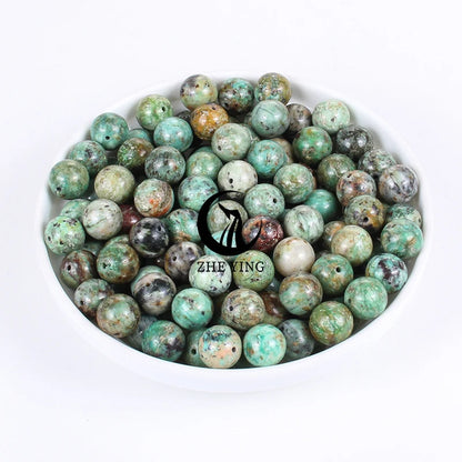 Zhe Ying 7A Natural Peru Turquoise Beads Round Loose Gemstone Beads for Jewelry Making Bracelet Necklace Diy Accessories