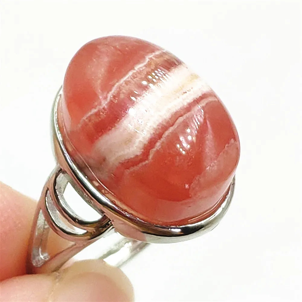 Natural Rose Rhodochrosite Ring Adjustable Ring Jewelry Woman Men Love Red Rhodochrosite Bead Healing Stone AAAAAA