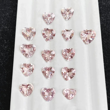 10 peças/lote Olho Claro Pedra Natural Rosa Morganita Coração Forma Faceta 4x4mm-6x6mm Gema Solta Para Fazer Jóias