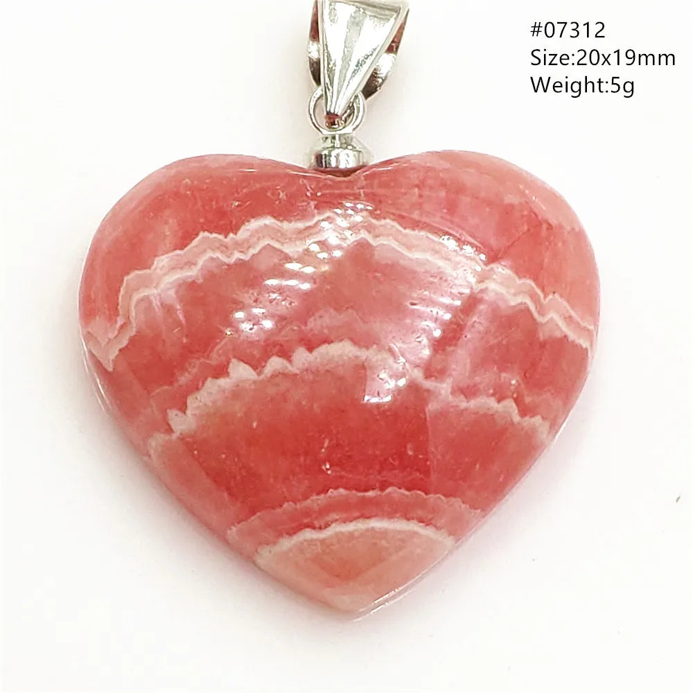 Natural Rose Rhodochrosite Pendant Heart Red Rhodochrosite Love Bead Pendant Necklace Women Rare Rose Necklace AAAAA