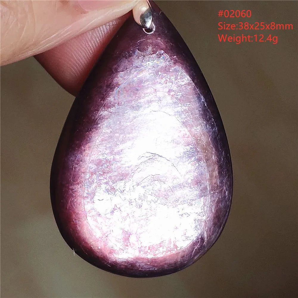 Natural Purple Lepidolite Quartz Tourmaline Mica Pendant Flash Woman Men Heart Love Fashion Jewelry AAAAAA