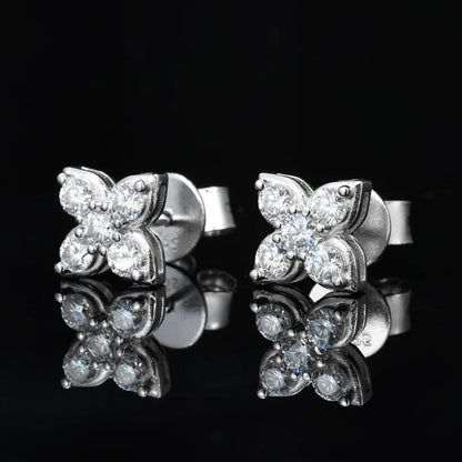 7mm S925 Silver Moissanite Diamond Clover Earrings Iced Out For Men Women Hip Hop Jewelry Pass Diamonds Tester With GRA Free Shi