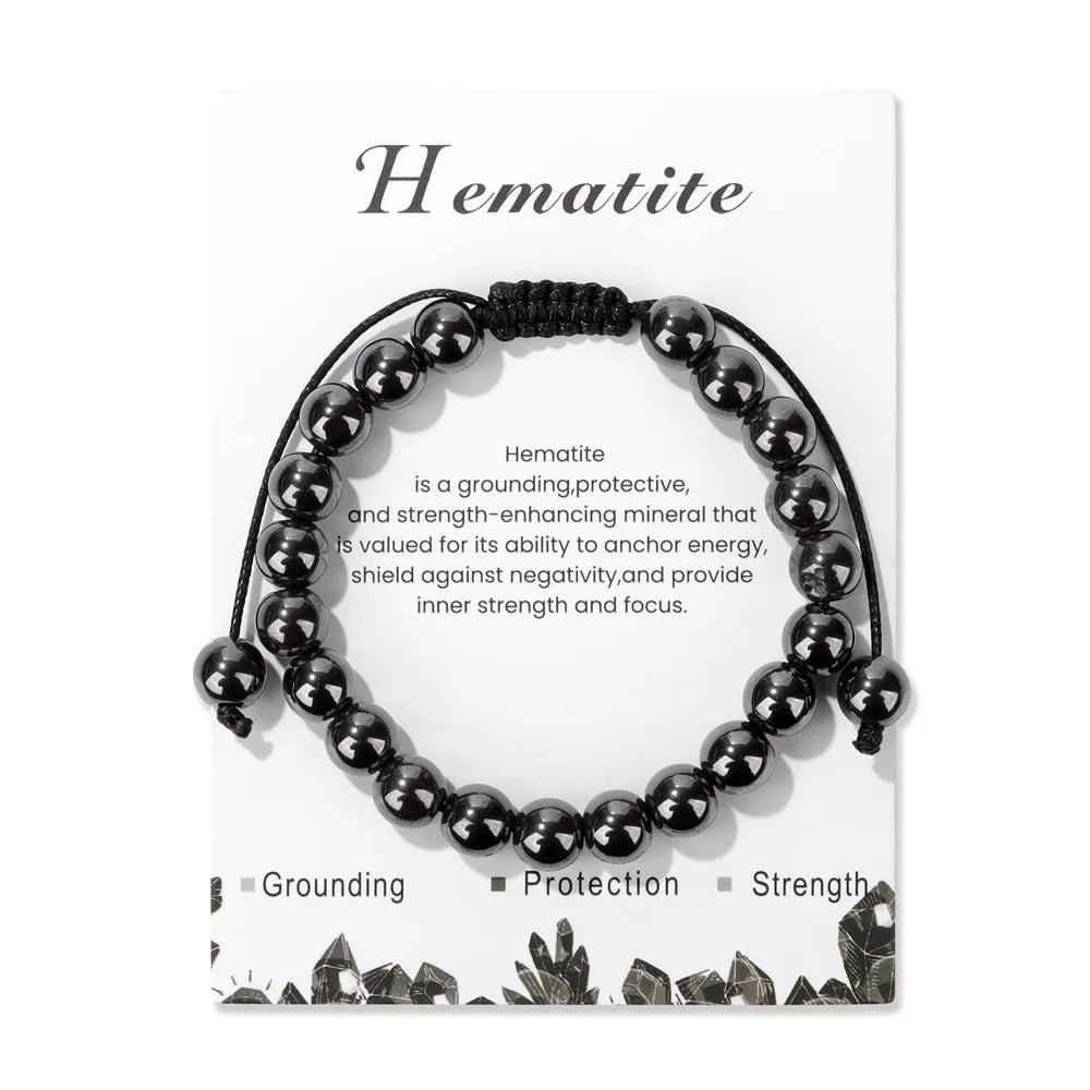 Fashion Energy Stone Hematite Beads Bracelet Men Natural Healing Quartz Bracelets No-Magnetic Health Protection Women Jewelry