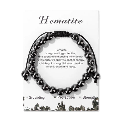 Fashion Energy Stone Hematite Beads Bracelet Men Natural Healing Quartz Bracelets No-Magnetic Health Protection Women Jewelry