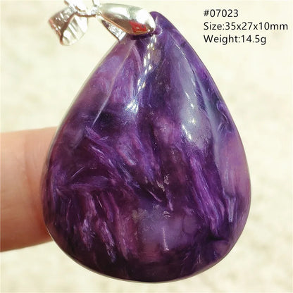 Natural Purple Charoite Pendant Necklace Jewelry Women 925 Sterling Silver Rare Gift Charoite Bead AAAAA