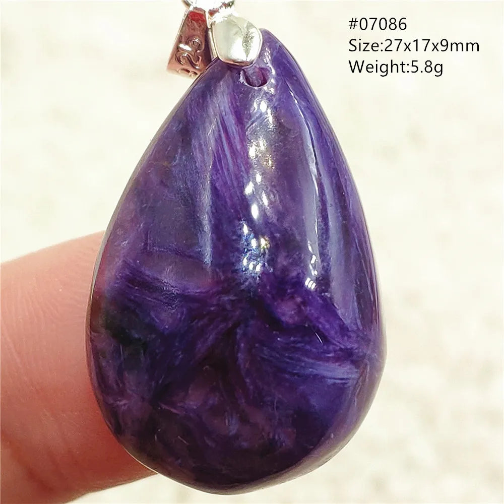 Natural Purple Charoite Water Drop Gemstone Pendant Women Men Charoite Bead Best Necklace Jewelry 925 Sterling Silver AAAAAA