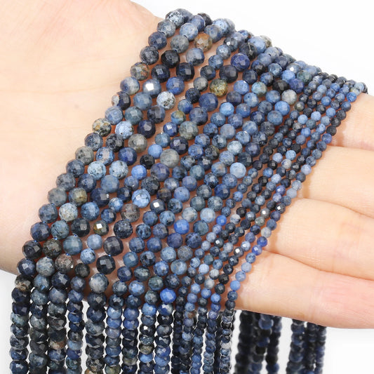 2/3/4mm Blue Sodalite Bead Faceted Natural Gem Stone Round Tiny Beads For Jewelry Making DIY Necklace Bracelet Accessories 15''