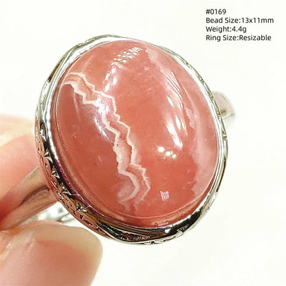 Natural Rose Rhodochrosite Ring Adjustable Ring Jewelry Woman Men Love Red Rhodochrosite Bead Healing Stone AAAAAA