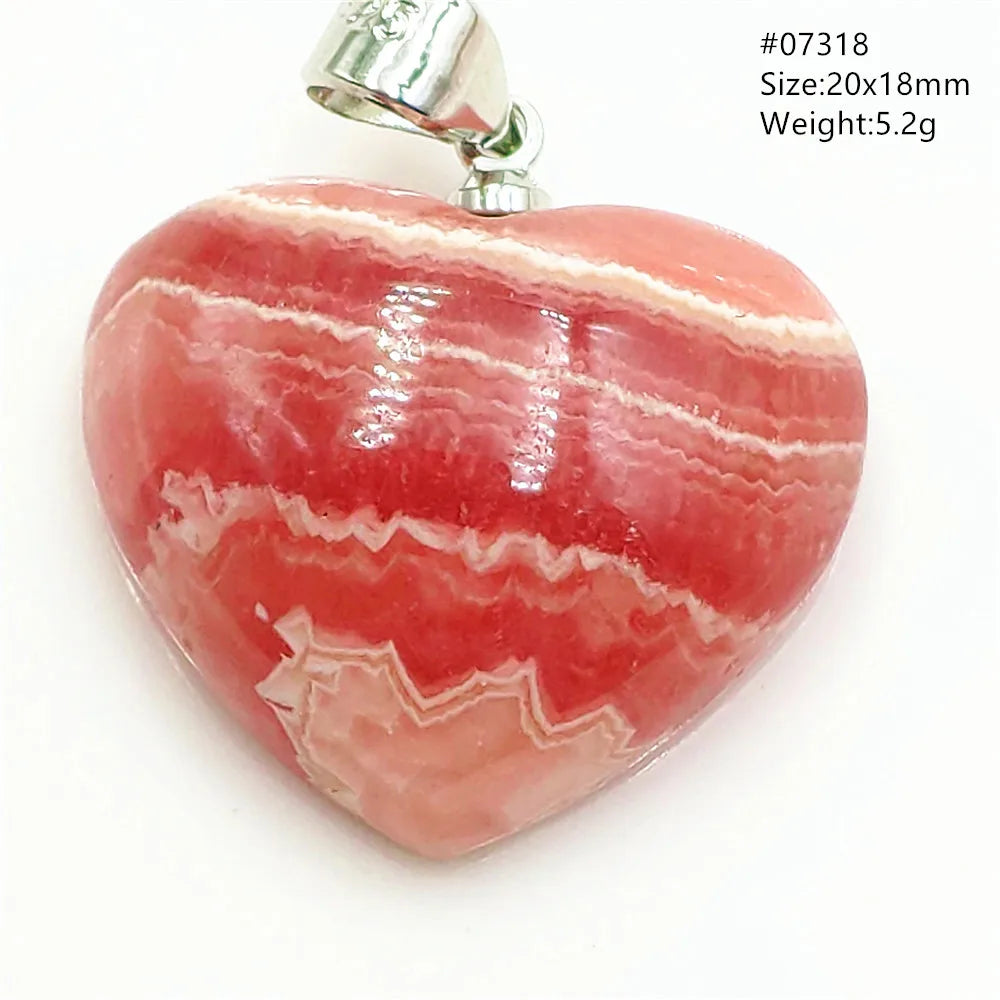 Natural Rose Rhodochrosite Pendant Heart Red Rhodochrosite Love Bead Pendant Necklace Women Rare Rose Necklace AAAAA