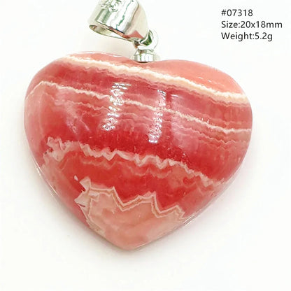 Natural Rose Rhodochrosite Pendant Heart Red Rhodochrosite Love Bead Pendant Necklace Women Rare Rose Necklace AAAAA