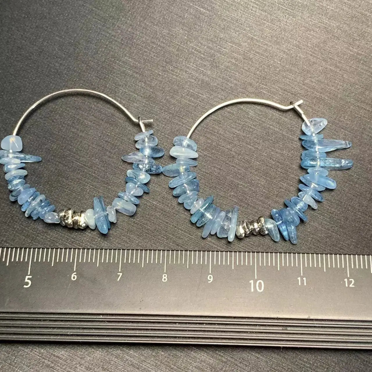 HEYYA STONE Vintage Natural Aquamarine Hoop Brincos Simples Clássico Círculo Gemstone Jóias Feito à Mão Aço Inoxidável exclusivo