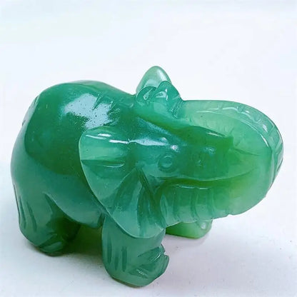 3 polegadas Natural Verde Aventurina Elefante Cristal Escultura Artesanato Bonito Animal Moda Decoração de Casa Presente de Aniversário 1pcs