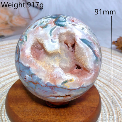 Natural Crystals Carnelian Moss Agate Sphere Druzy Geode Home Decorations Polished Room Decor Energy Gift Mineral Ore