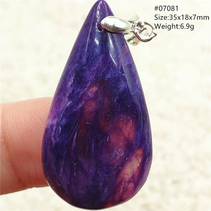 Natural Purple Charoite Water Drop Gemstone Pendant Women Men Charoite Bead Best Necklace Jewelry 925 Sterling Silver AAAAAA