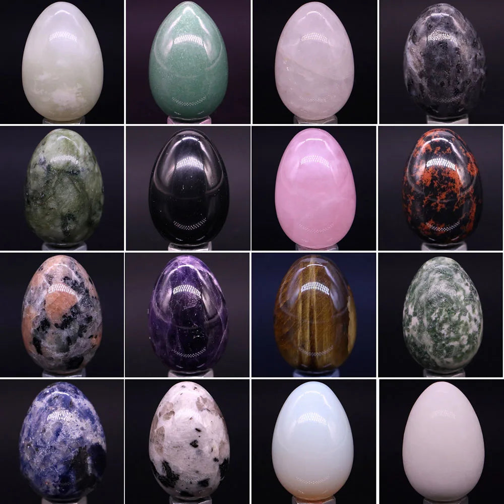 30x20mm Easter Eggs Natural Stone Chakra Yoga Reiki Energy Amethyst Quartz Jasper Opalite Mineral Specimen Home Decor Gift