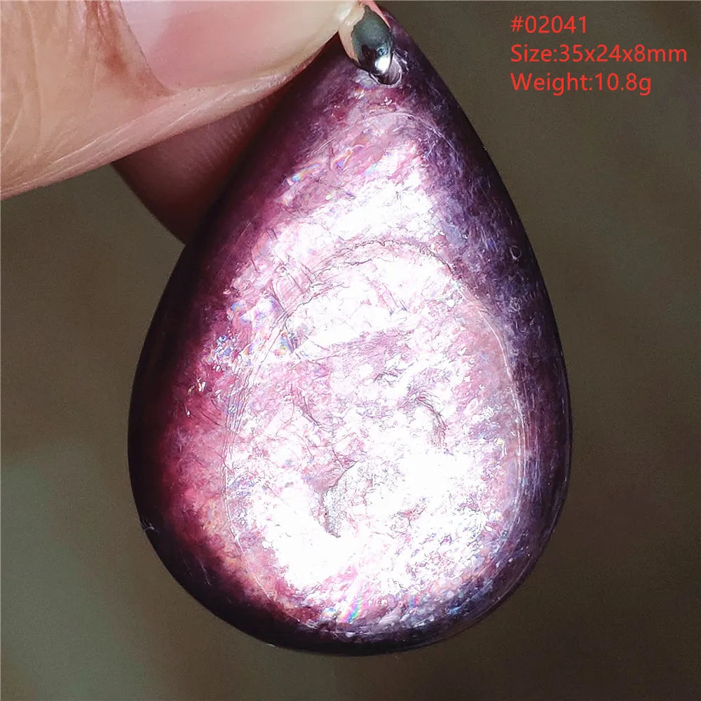 Natural Purple Lepidolite Quartz Tourmaline Mica Pendant Flash Woman Men Heart Love Fashion Jewelry AAAAAA