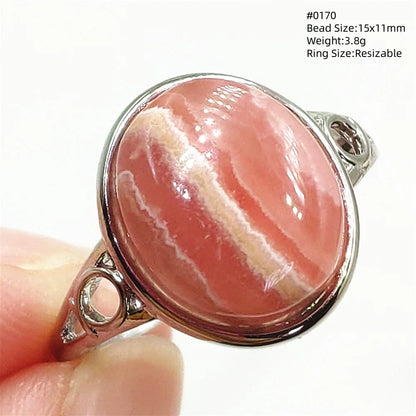 Natural Rose Rhodochrosite Ring Adjustable Ring Jewelry Woman Men Love Red Rhodochrosite Bead Healing Stone AAAAAA