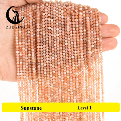 3mm Faceted Natural Stone Pink Morganite Beads Small Loose Spacer Beads for Jewelry Making Bracelet Necklace DIY Accessories