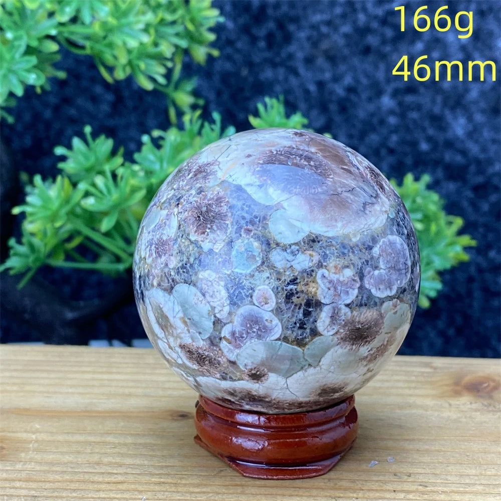 1pcNatural Green Cherry Blossom Stone Agate Gem Energy Sphere Healing Reiki Crystal Ball Garden Aquarium Home Decor Holiday Gift