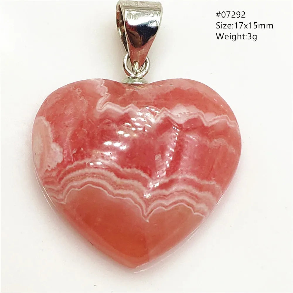 Natural Red Argentina Rhodochrosite Pendant Necklace Rose Rhodochrosite Heart Pendant Women Men Necklace AAAAA