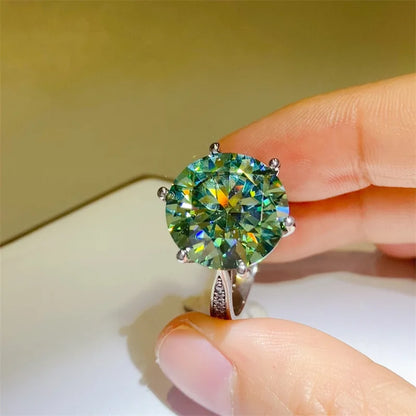 5/10 Carat Green Moissanite Rings High Grade s925 Silver Moissanita Gemstone Plate Au750 Wedding Ring Jewelry Pass Diamond Test