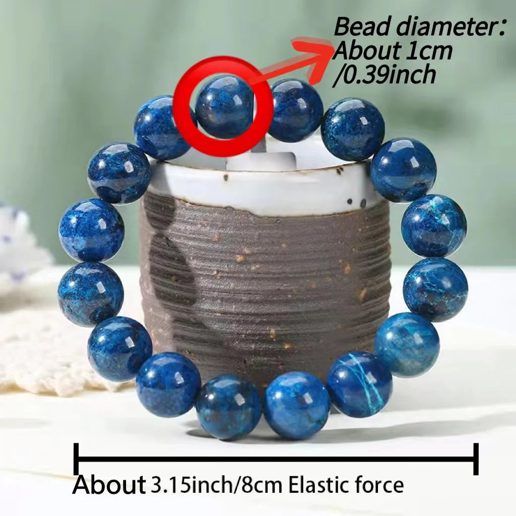 Natural Azurite Beaded Bracelet Mineral Beads Crystal Quartz Stone Gifts for Men and Women